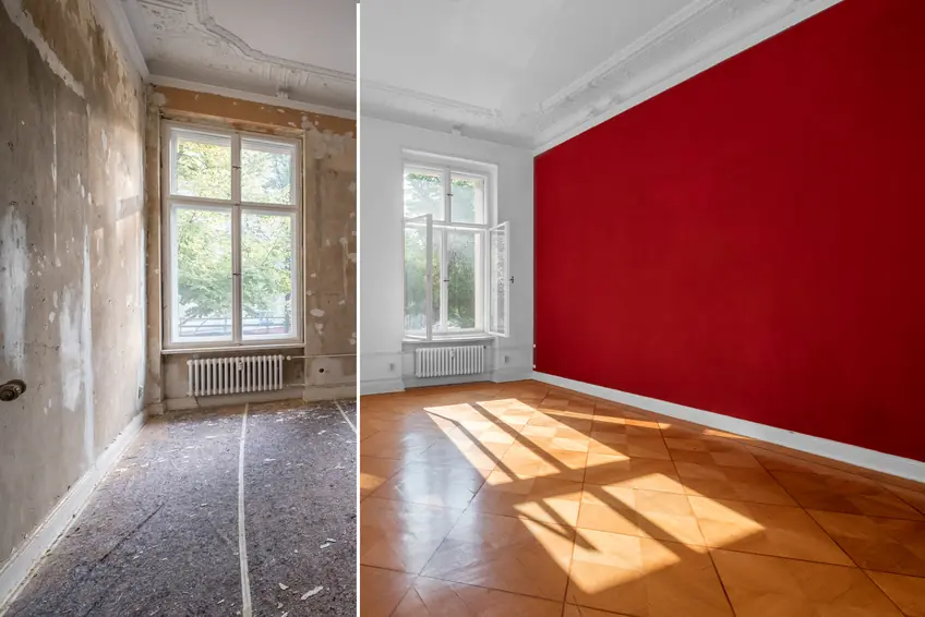 Altbauzimmer während der Malerarbeiten